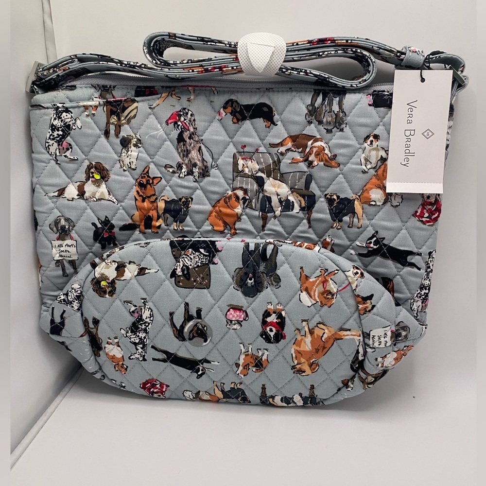 “Vera Bradley” Bucket Crossbody Bag in Cotton- (NWT) “Dog Show”Pattern - Picture 2 of 13